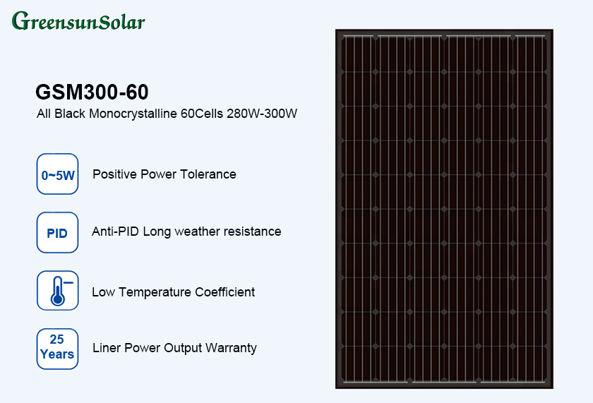 Black frame solar pv panels