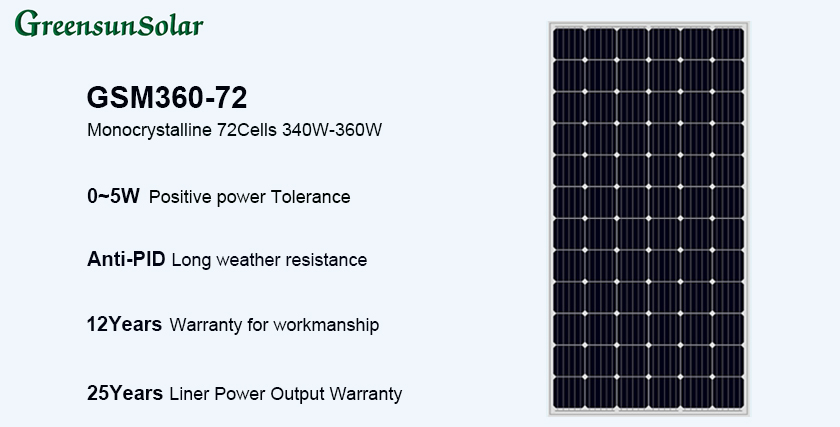 mono crystalline solar panel 340w 350w 360w