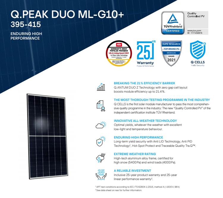 Q cells mono solar panel 410w