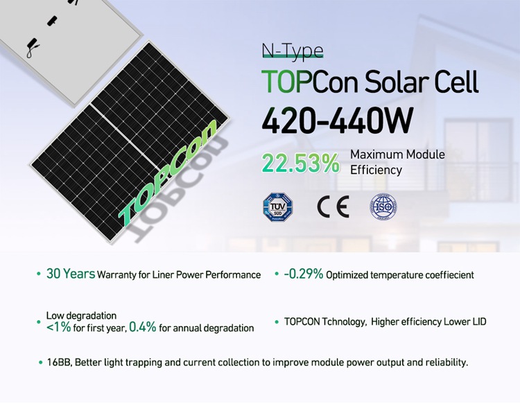 topcon 440w solar panel