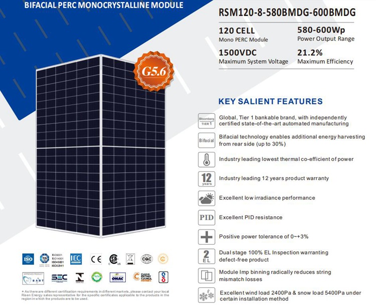 risen 600w solar panel