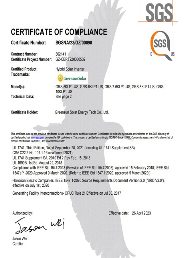 Hybrid Inverter UL1741